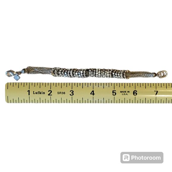 BR Silver Tone Ringed Rhinestone Bracelet with Lobster Clasp - Picture 6 of 9